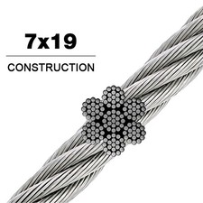 Clear Vinyl Coated Stainless Steel 304 Cable Wire Rope 7x19 1/8" thru 3/16"