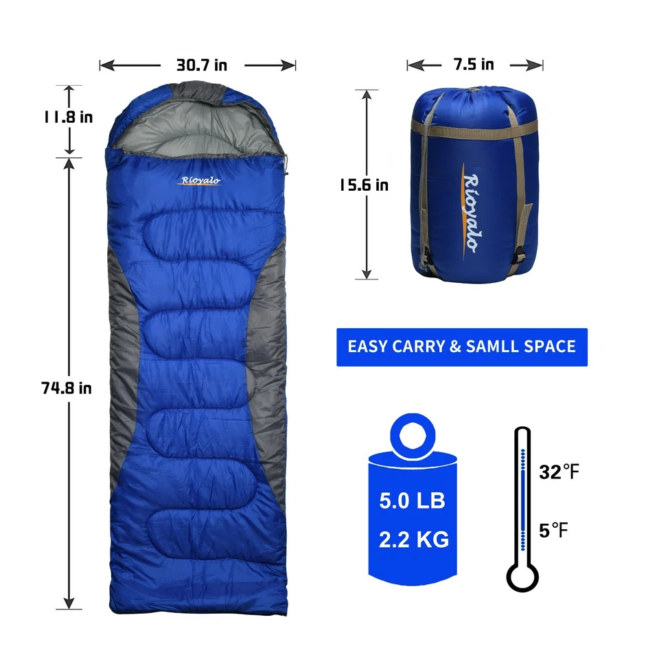 Adult Cold Weather Sleeping Bag For Big & Tall w/t Sack - 0 degree Waterproof 4S - Image 2 of 4