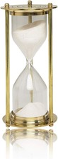 Vintage Brass Small Glass Sand Timer Shiny Ho...