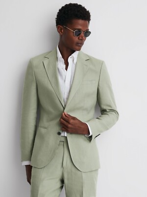 Reiss Mens APPLE KIN SLIM FIT SB LINEN BLAZER JACKET UK Size 44