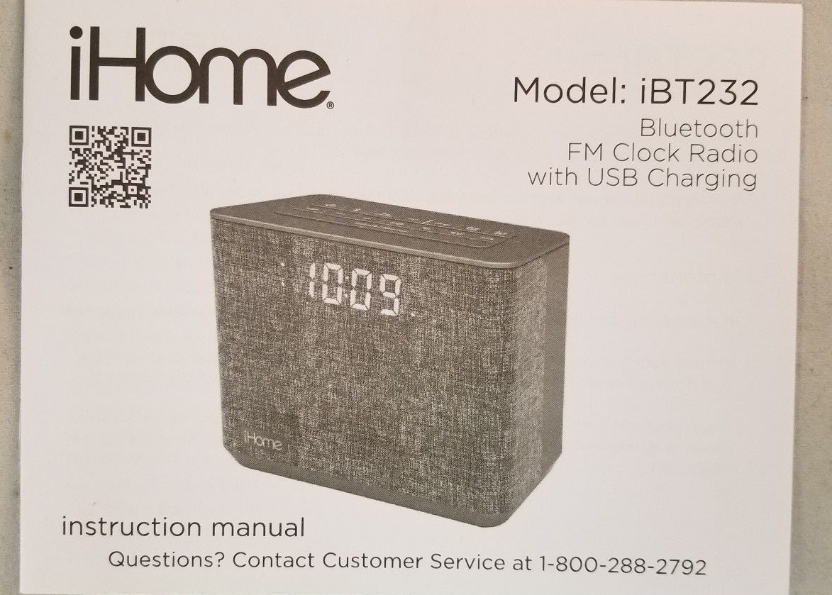 iHome iBT232 Bluetooth Dual Alarm FM Clock Radio with Speakerphone - Gray |  eBay