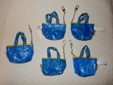 Lot of 5 Ikea Mini Blue Bag Purse Charm Pouch