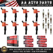 8X Ignition Coils Red & 8X Motorcraft Spark Plugs for Ford F-150 2004-2008 5.4L