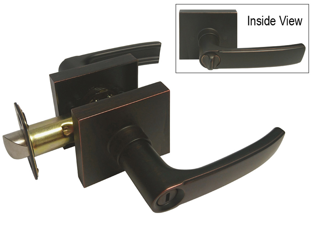 Rubbed Bronze Door Handle Lever Square Base Knobs Privacy Ke