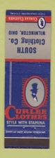 Matchbook Cover - Curlee Men's Clothes South Clothing Wilmington OH