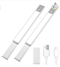 Under Cabinet Lighting, 2200mAh Battery, 128LEDs Dimmable Closet Lights 2pack