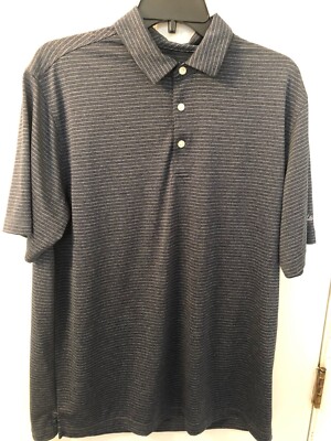 Walter Hagen Golf Shirt Men's Size Large Gray Stripe Short Sleeve Polo 