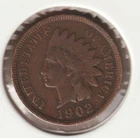 US Rare Old West 1902 Indian Head Penny Coin American Collection Shield Cent USA