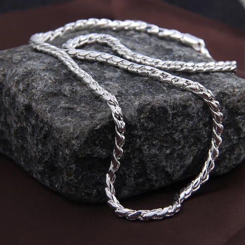 Collana catena serpente argento 5 mm donna uomo moda. - Foto 6 di 24