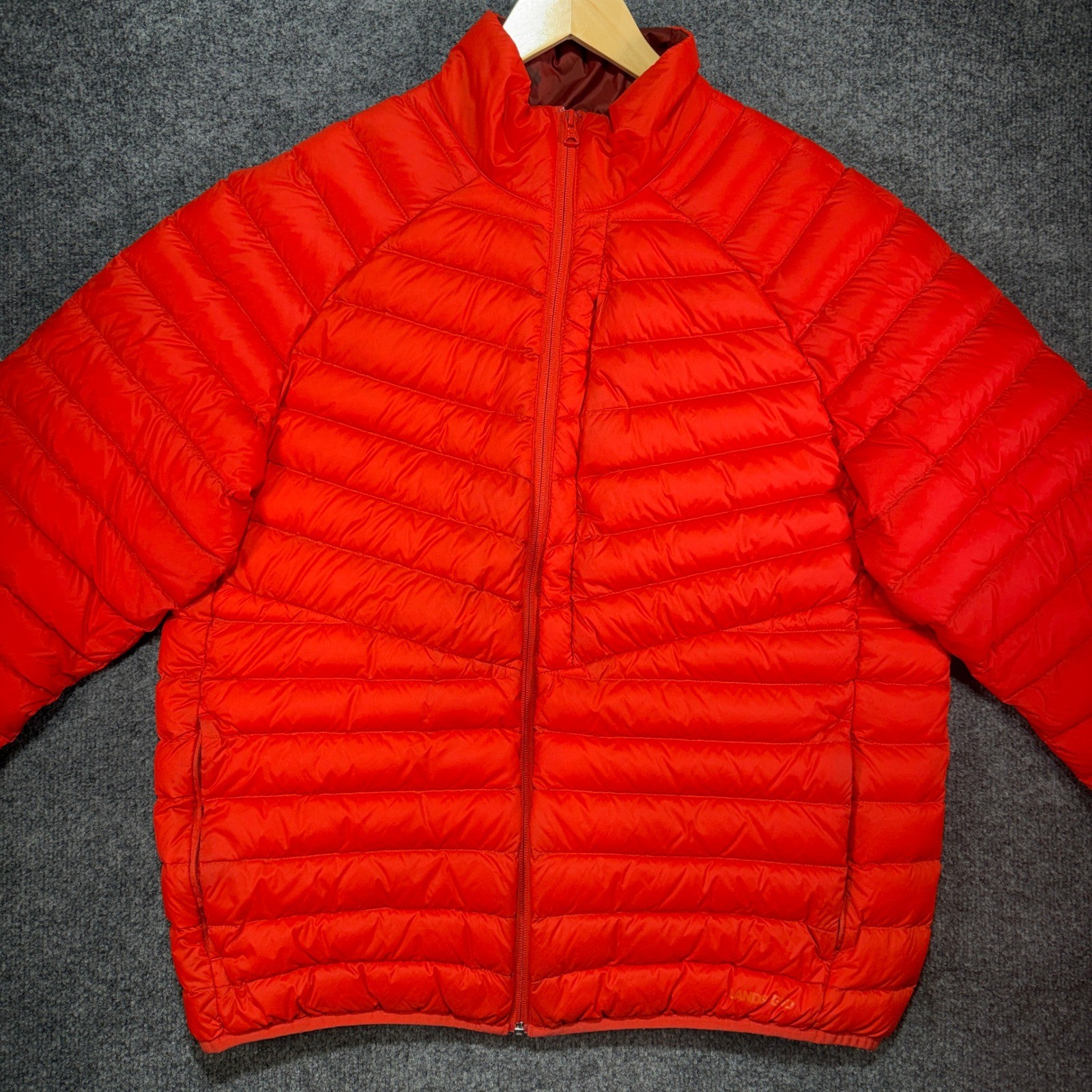 Lands' End Quilted Puffer Jacket Mens L Red Full Zip Mock Neck Lightweight - second product detail image