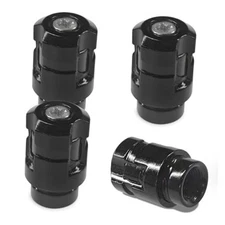 4 PCS Car Tire Valve Stem Caps, Unique Shape Aluminum Alloy Car Wheel Black
