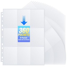 360 Pockets Binder Card Sleeves Double-Sided 9 Pocket 2.6x3.6 inch, 20 Pack