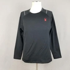 Spyder Active Shirt Mens Medium Black Long Sleeve Performance Base Layer Top