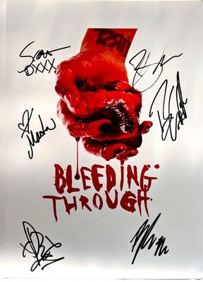 Bleeding Through Hand Signed presentation A4 on glossy print by the band