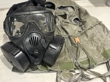 Cannister Chemical Biological Gas Mask M61 - Lot No. AV0131482B with Hood M6A2