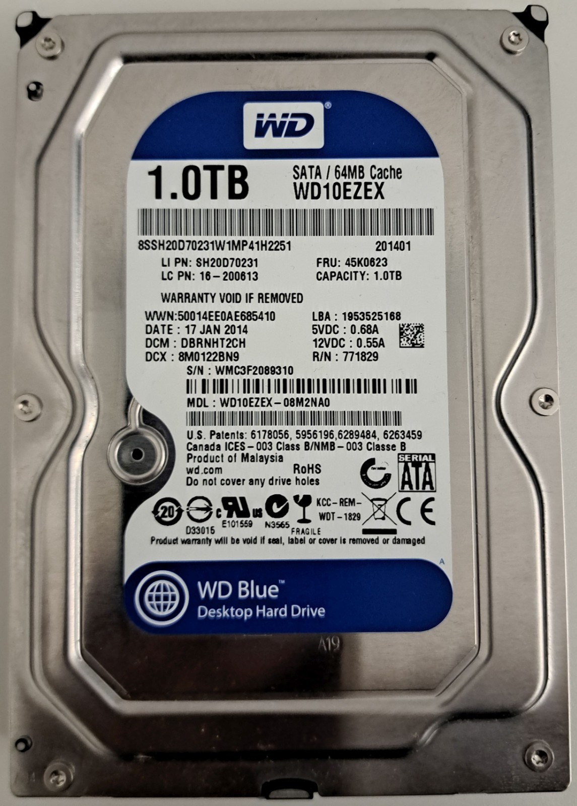 Hard Disk Disco Rigido Western Digital 1TB 3,5" WD10EZEX