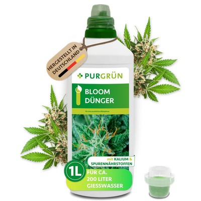 Purgrün Bloom Dünger, NPK 3+5+7, Autoflower, Sativa, Indica, 1L
