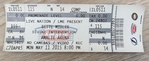 Bette Midler Divine Intervention Tour Concert Ticket Amalie Arena May 10 2015