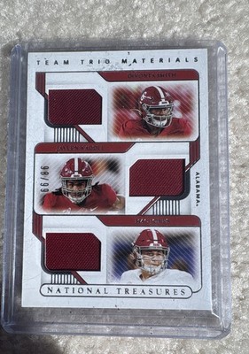 2021 Panini National Treasures College Mac Jones Jaylen Waddle Devonta Smith /99