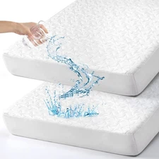 Baby Waterproof Crib Mattress Pad Sheets: 2-Pack Quilted Toddler Mattress Pro...