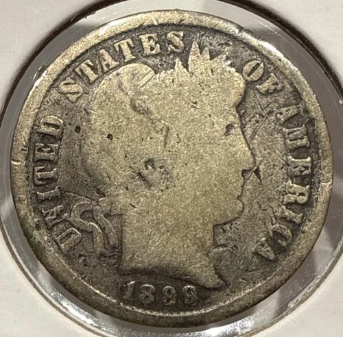 1899 Barber Dime 10C Silver Coin - Bent (U89)
