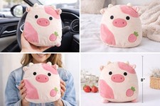 new 2 pics Animal 8 Inch New Pink Strawberry Cow Stuffed Animal Plush Pillow Sof