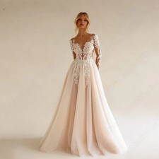 Bohemian Long Sleeve Wedding Dress Women Wedding Gowns Customized Lace