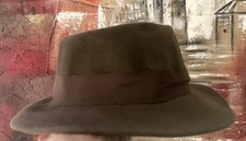 VTG EUC Sz L Makins New York 100% Wool? Olive-Brown Fedora Hat