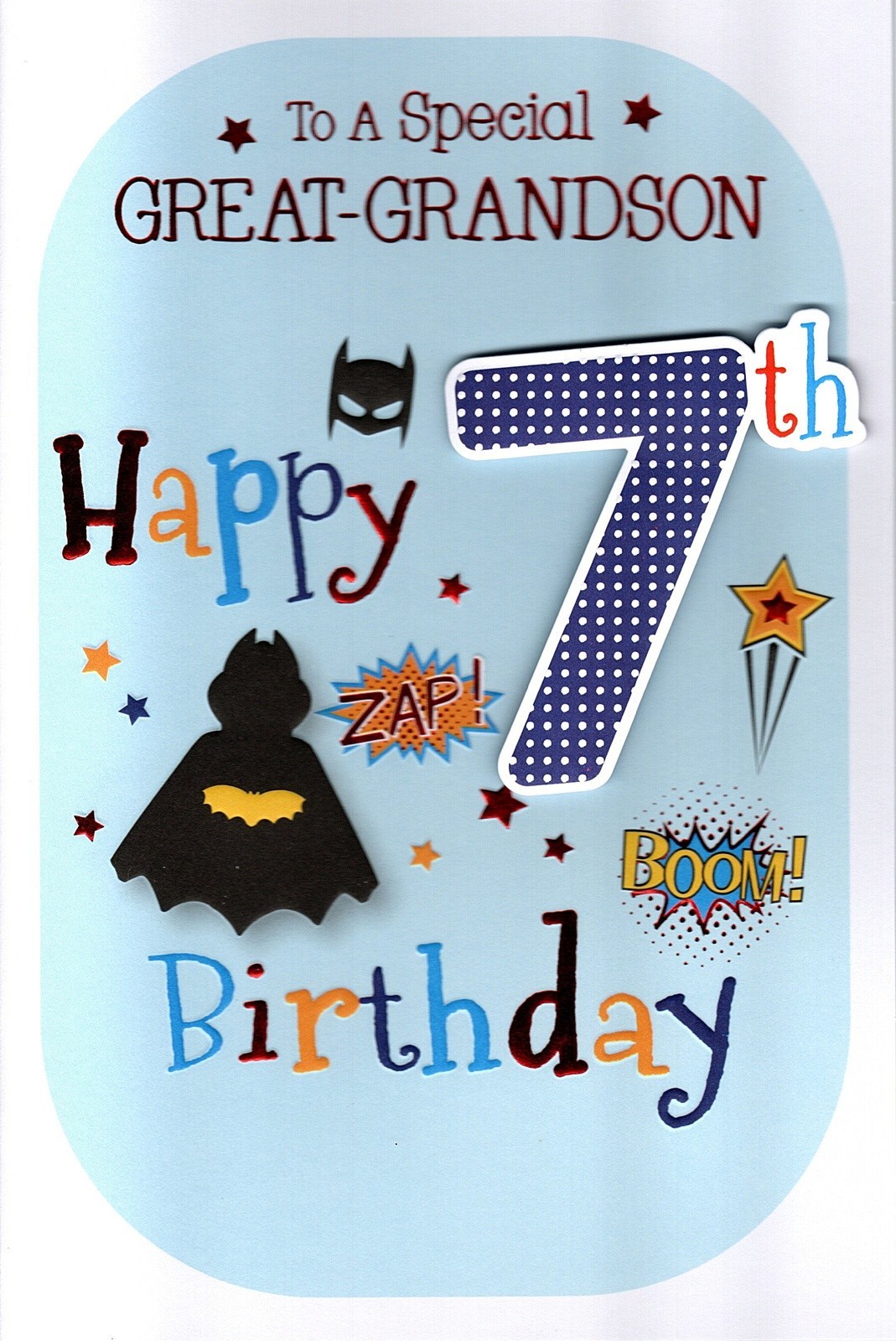 Happy 7th Birthday Card to a Special Great Grandson 7 Today Comic Superhero