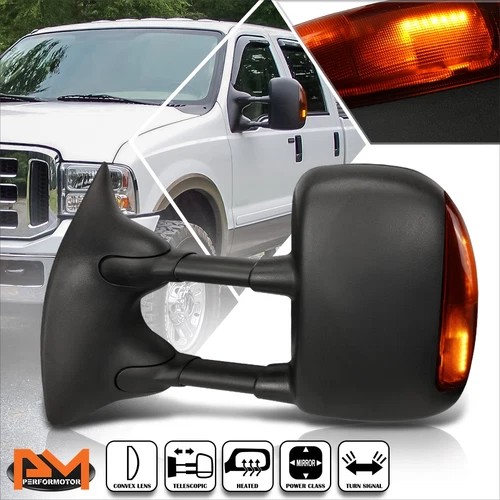 For 99-07 F250-F550 Super Duty Power+Heated Towing Mirror+LED Signal Lamp Left
