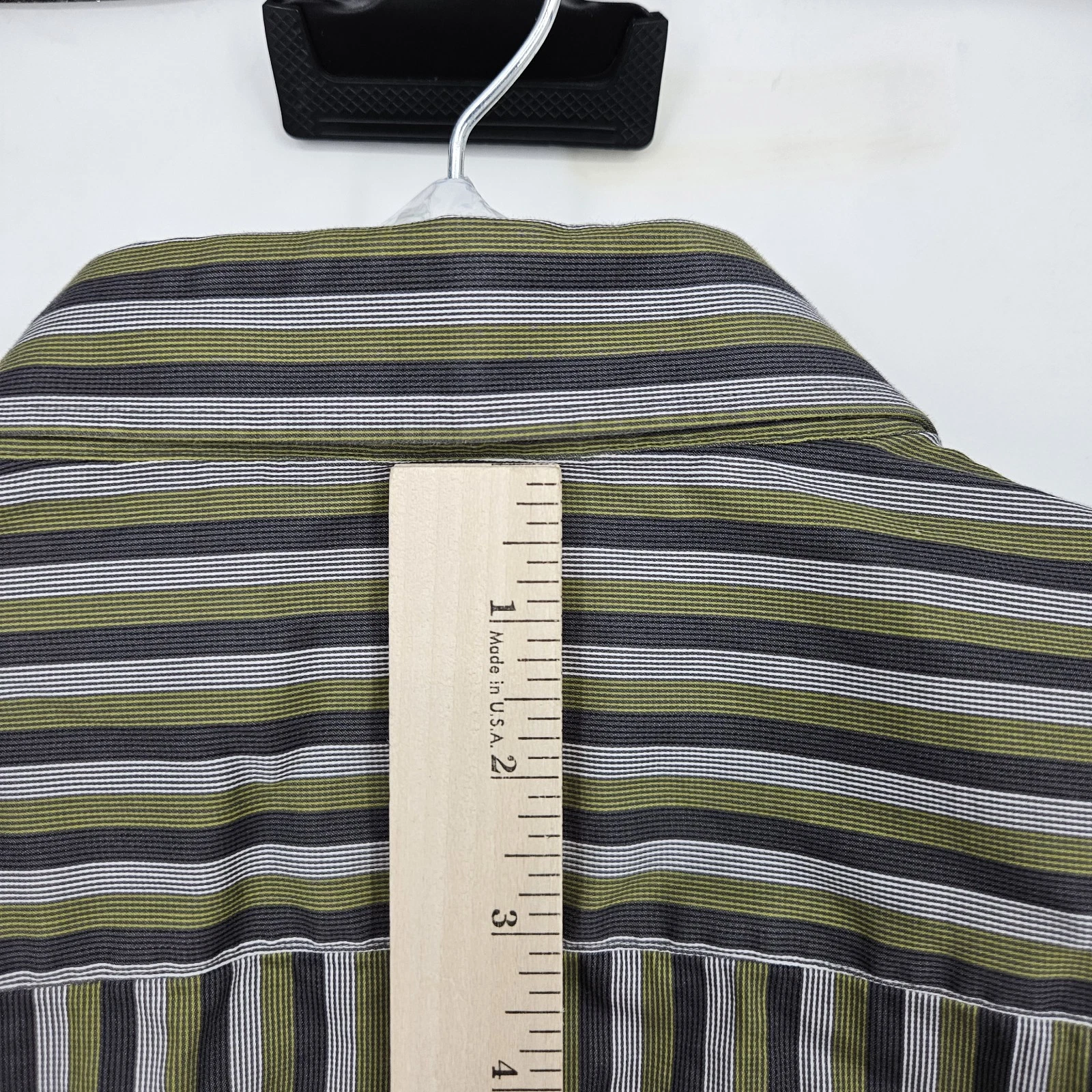 Versace Collezione Abito Camicia Uomo 46 18 5 Verde Grigio Righe Moda Casual