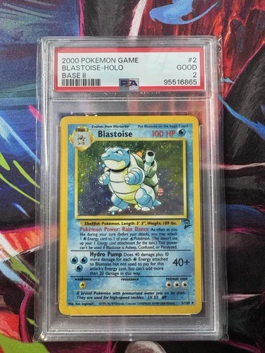 Pokémon Blastoise (2000) Base Set 2 Holo Card 2 /130 PSA 2