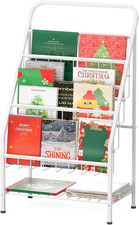 Kids Bookshelf, 4-Tier Metal Sling Kid Display Bookshelves Bookcase with Toy Sto