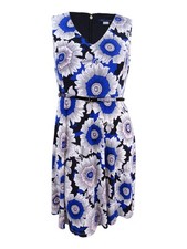 Tommy Hilfiger Women's Belted Floral-Print Fit & Flare Dress