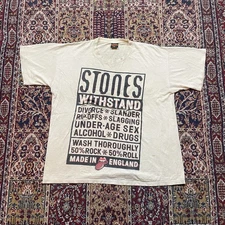 Vintage 1994 Rolling Stones Withstand XXL Brockum White Band T-shirt SS THRASHED