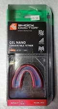New Shock Doctor Gel Nano Mouthguard Convertible Tether Pearl Red Adult 11+