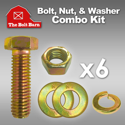 (6) 5/16-18x1 Grade 8 Hex Cap Screws Bolts, Hex Nuts, Washers, Lock Washers