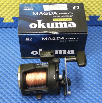 Okuma Magda Trolling Reel MA 45DX Spooled w/300' 30lb Copper w/20lb Mono Backing