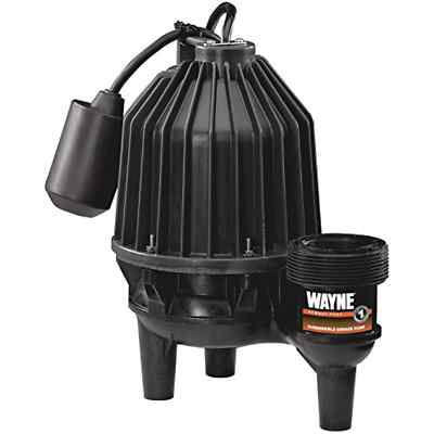 Wayne SEL50 Sewage Pump, Submersible, Thermoplastic, 1/2-HP - Quantity 1