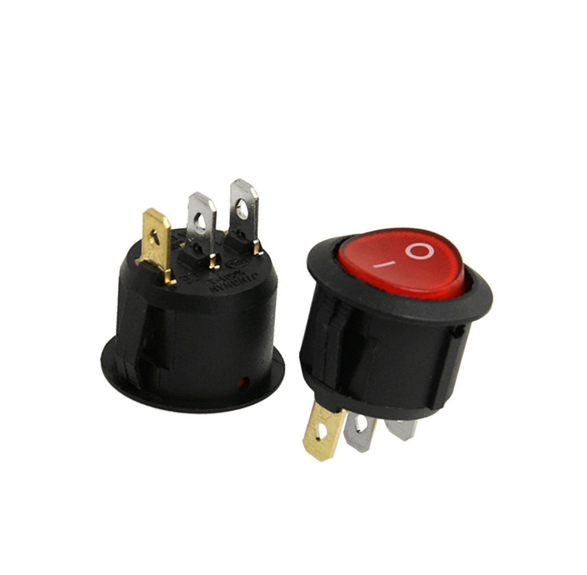 10Pcs Mini 3 Pin Round Red SPDT ON-OFF Rocker Switch Snap-in | eBay