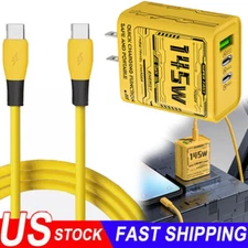 145W Double USB C +QC3.0 Fast Wall Charger Type C Cord Cable For Cell Phone iPad