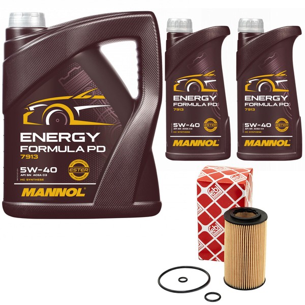 MotoröL Set Mannol PD 5W-40 API SN 7 Liter + ÖLfilter FüR Mercedes C-Klasse GLA-image