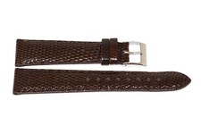Genuine Lizard Dark Brown Silver Buckle Watch Band Strap Handmade In Italy