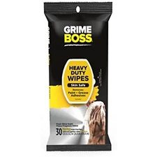 Grime Boss Heavy Duty Wipes Hands, Equipment, Garden, Auto, Camping, 30 Count