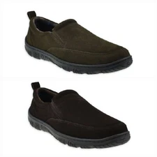 George Men's Brown or Olive Genuine Suede Rugged Slip-on Slippers Shoes: S-XL