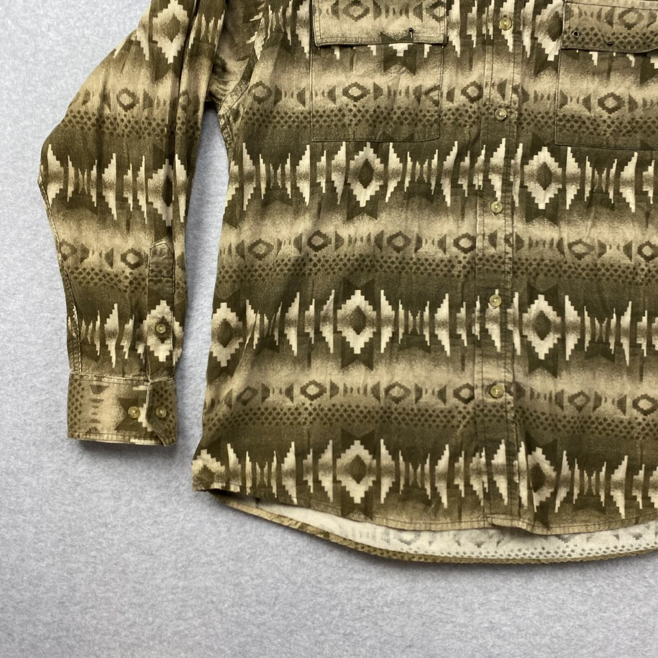 Camisa con botones Shaver Lake para hombre grande L marrón pana bolsillos aztecas occidentales Foto 3 de 4