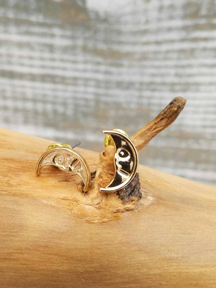 Anthropologie Gold Moon Stud Earrings eBay