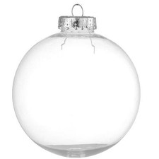 100mm Clear Baubles Fillable Seamless Plastic Glass Style Christmas Craft Decor