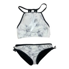 Timeapple Girls Lightening White  Black Bathing Suit Size 16