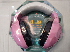 LUCID AUDIO BABY HEAR MUFFS 0-4 PINK AND WHITE NOISE MUFFLE EARMUFFS NEW